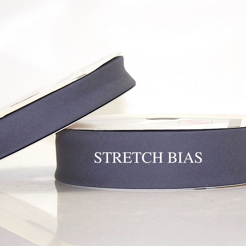 25m roll of Stretch Plain Bias Binding Tape with 30mm width in Dark Grey 12