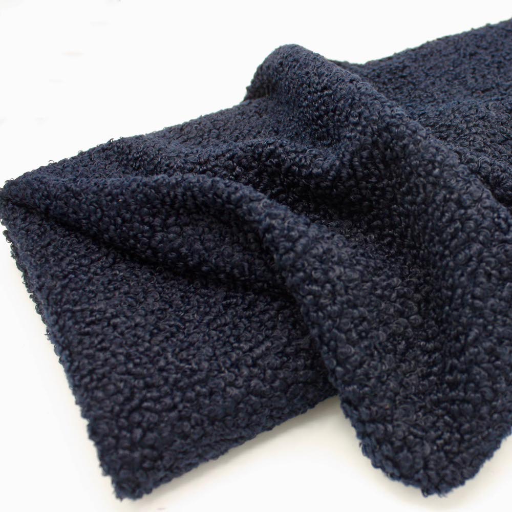 Curly Sheep Boucle Fabric Jersey Fabric in Navy