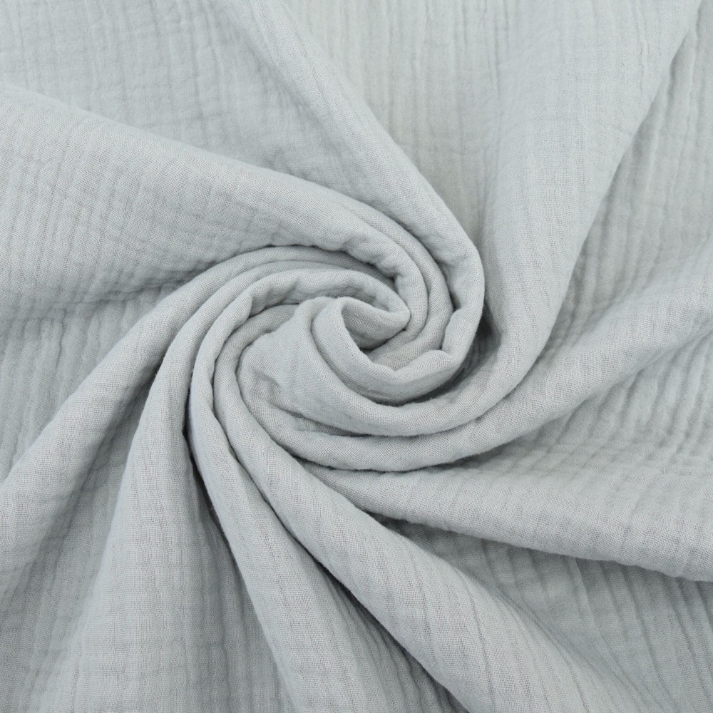 Organic Triple Gauze Cotton Muslin Fabric in Pale Grey
