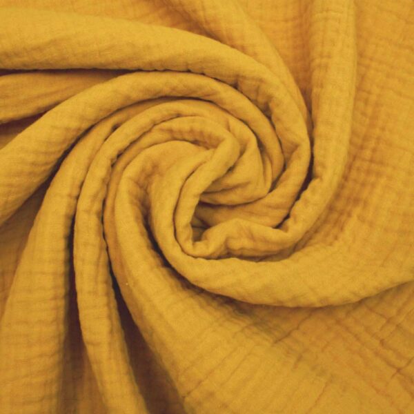 Triple Gauze Cotton Muslin Fabric Fabric in Mustard