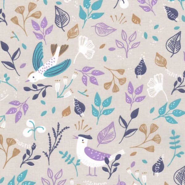 Huppy Lilac Collection in Huppy Floral Cotton Fabric in Grey - Lilac