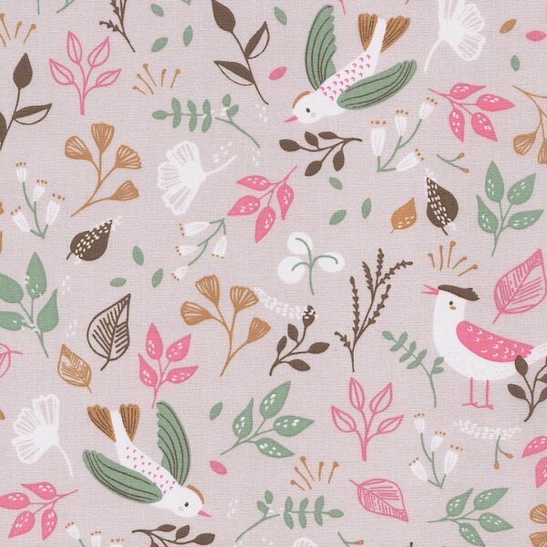 Huppy Green Collection in Huppy Floral Cotton Fabric in Grey - Green