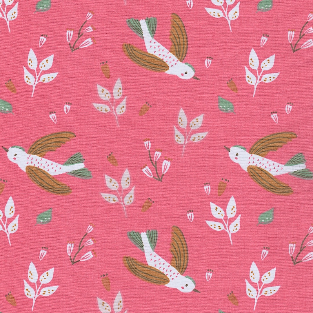 Huppy Green Collection in Zolio Birds Cotton Fabric in Pink