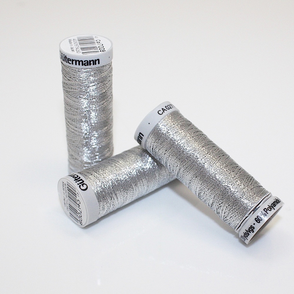 Gutermann Sulky Metallic Thread in Silver 7009