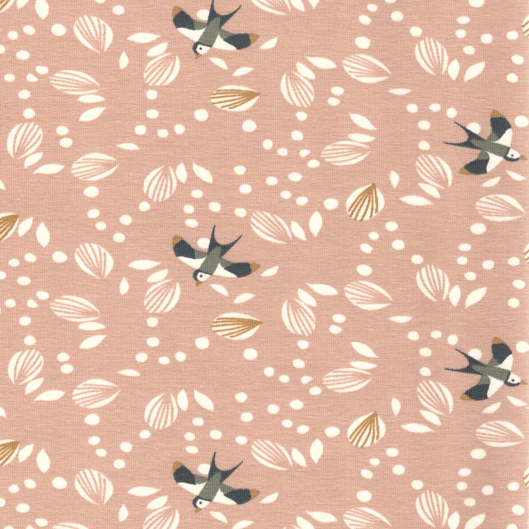 Jolhiro Swift Bird in Cotton Poplin Fabric in Palest Pink