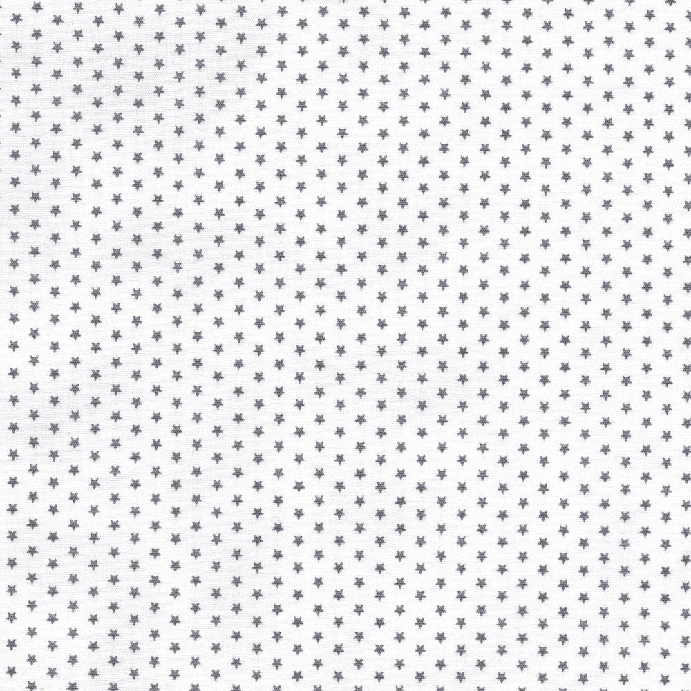 Cotton Classics Fabric in Grey on White in Mini Stars
