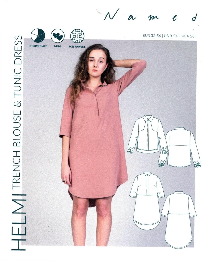 Fashion Model Wearing Named Clothing Sewing Pattern for Helmi Blouse / Dress
