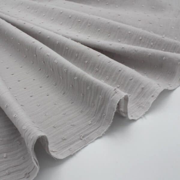Dotted Swiss Voile Fabric in Light Grey