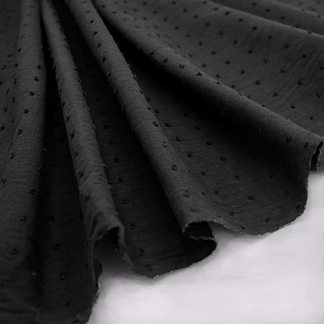 Dotted Swiss Voile Fabric in Black