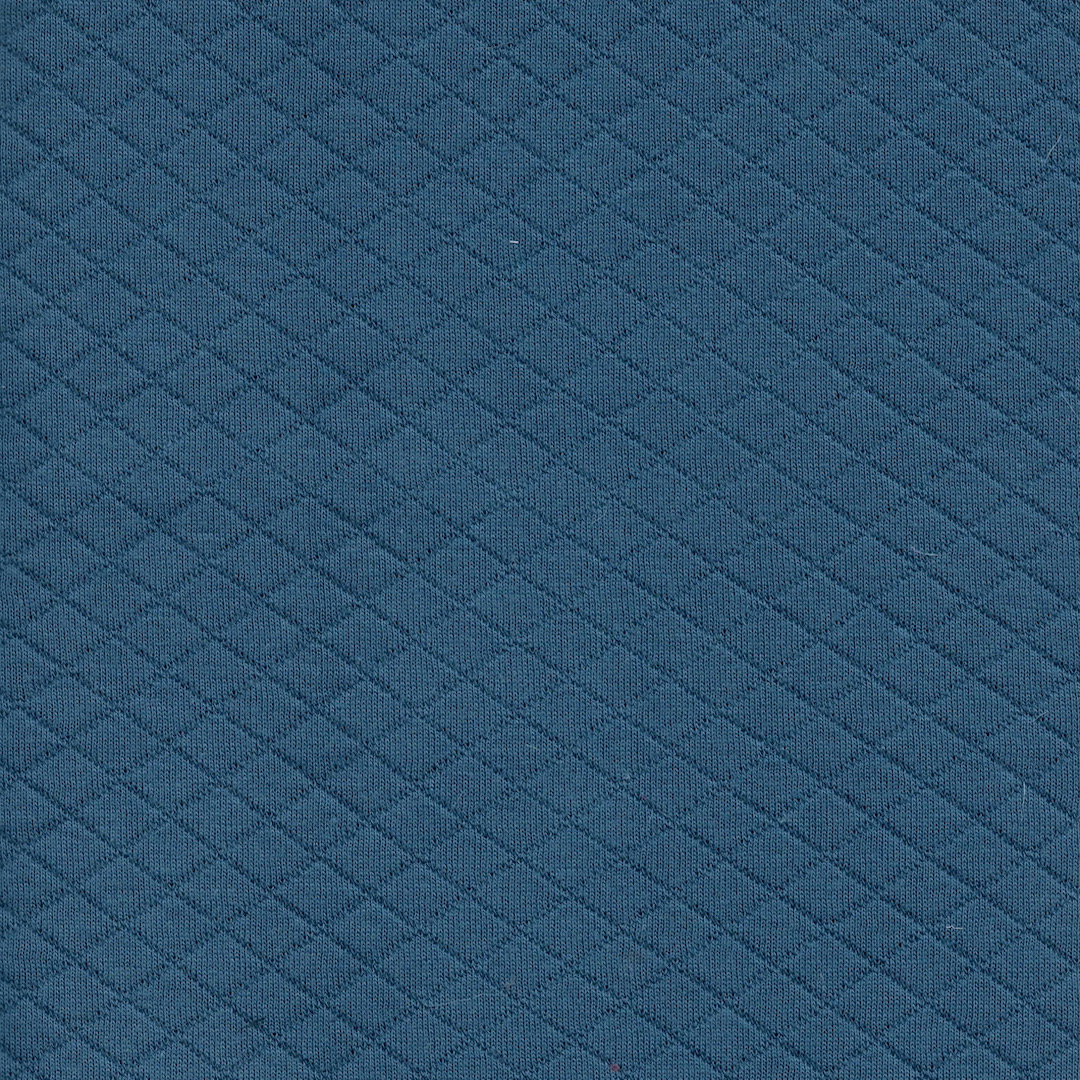 Quilted Soft Cotton Jersey Sweatshirt Material in Ocean Blue 25