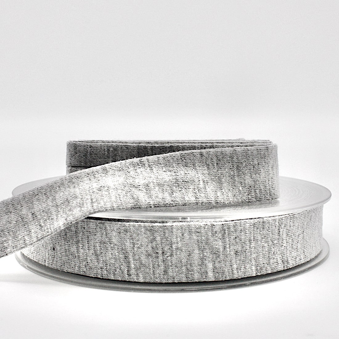 15m roll of Cotton Jersey Bias Binding Tape with 18mm width in Grey Melange