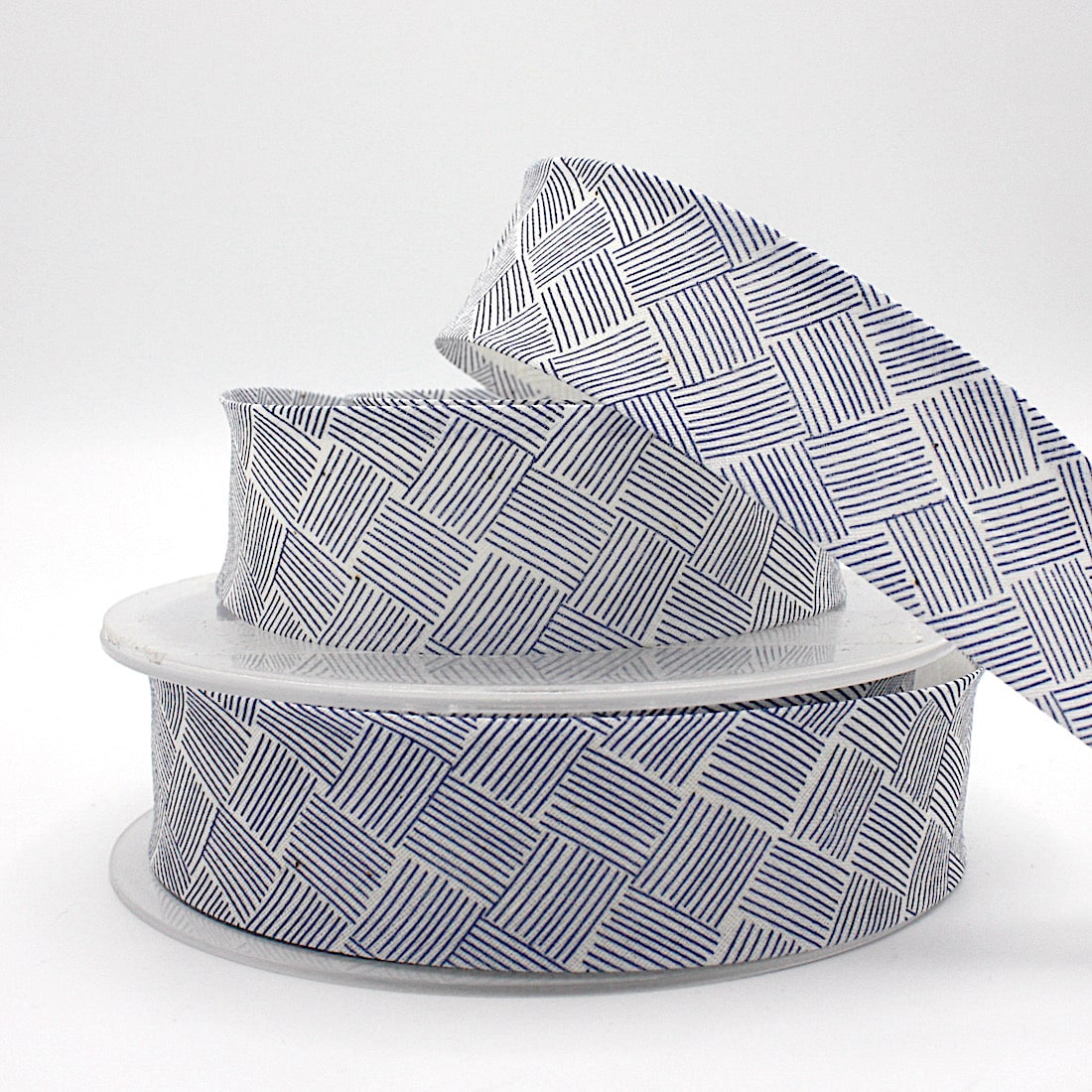 25m roll of Basket Weave Bias Binding Tape with 30mm width in Blue