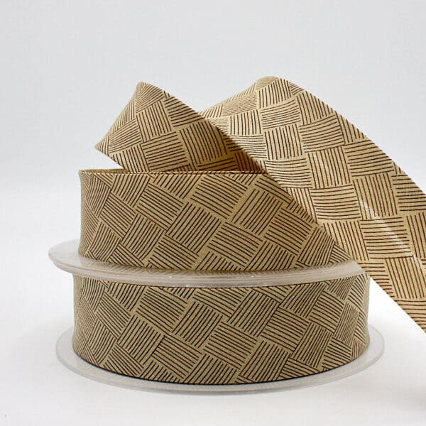 25m roll of Basket Weave Bias Binding Tape with 30mm width in Tan
