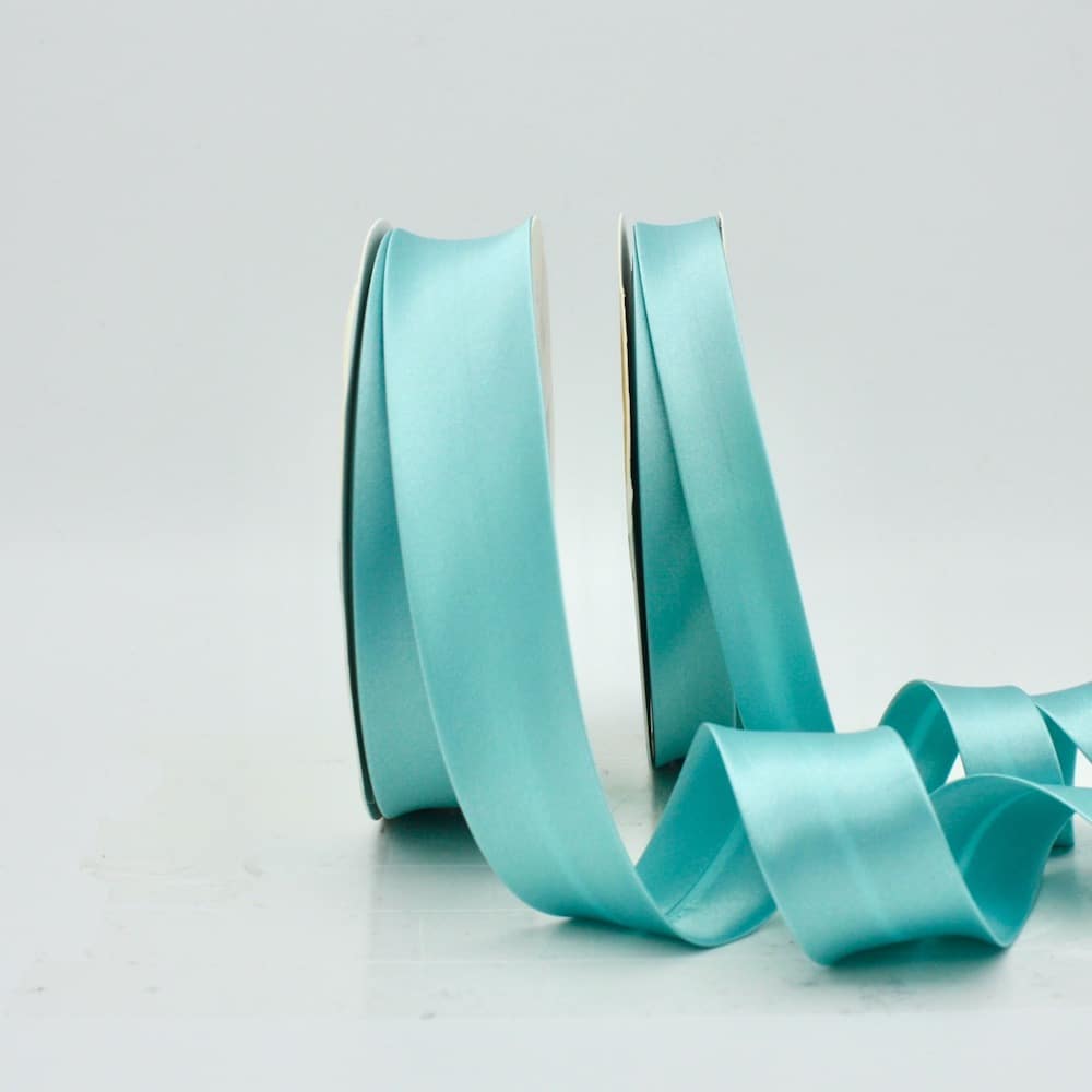 25m roll of Satin Bias Binding Tape with 30mm width in Pale Turquoise 24