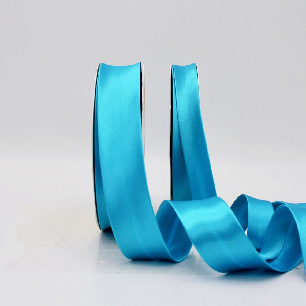 25m roll of Satin Bias Binding Tape with 30mm width in Rich Turquoise 26