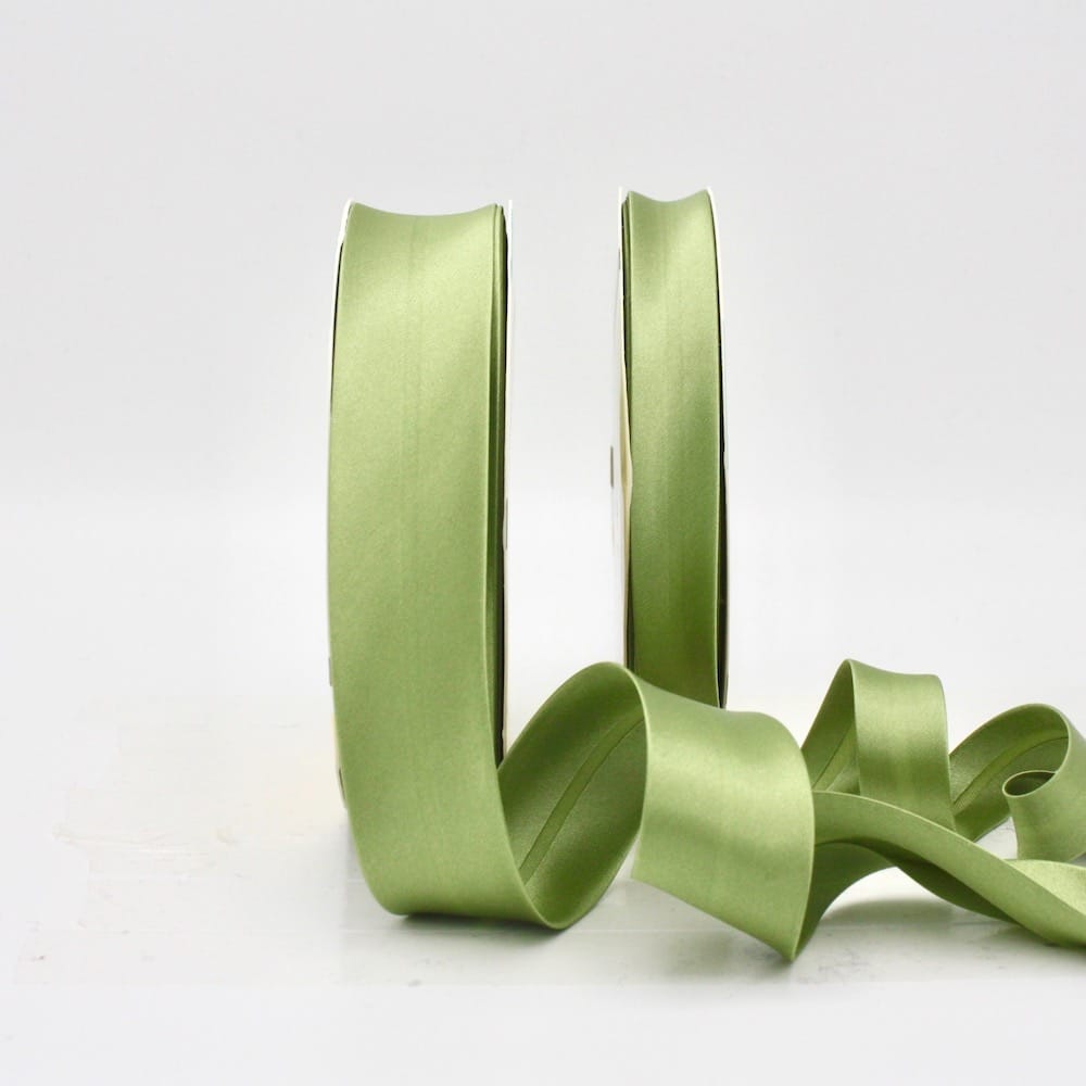 25m roll of Satin Bias Binding Tape with 30mm width in Celery 87