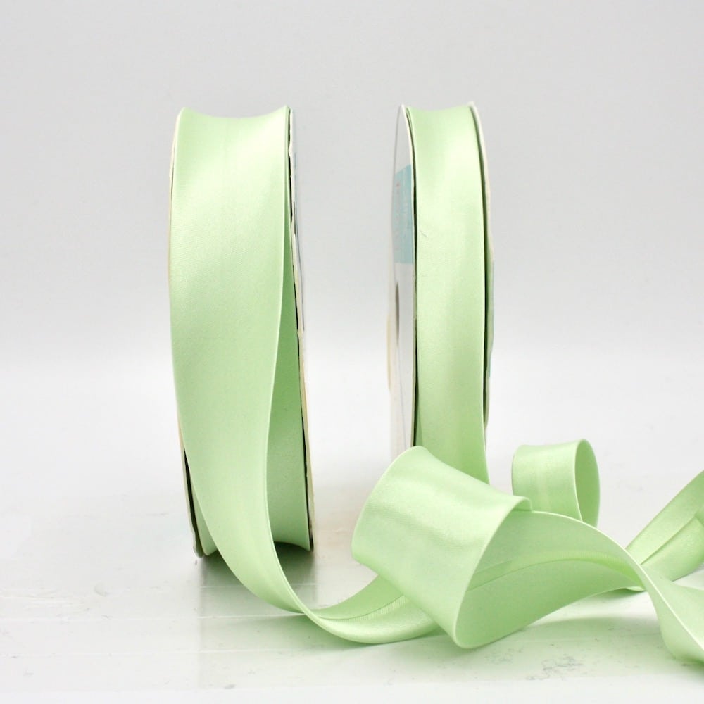 25m roll of Satin Bias Binding Tape with 30mm width in Pastel Green 89
