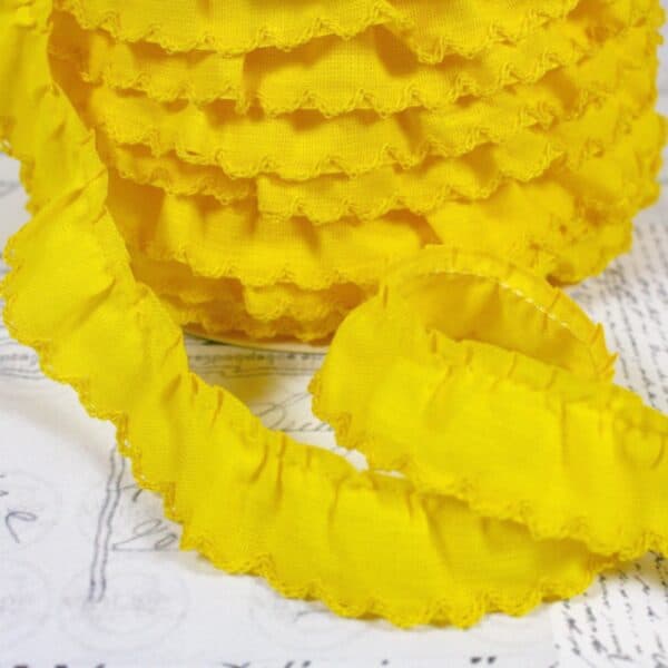 25m roll of Gathered Scalloped Edge Trim in Sunshine Yellow 5