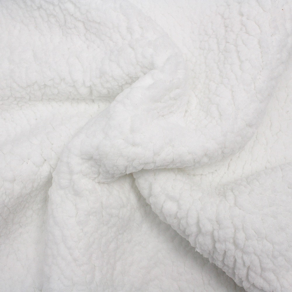 Sherpa Lambskin Supersoft Fleece Fabric in Snowy White