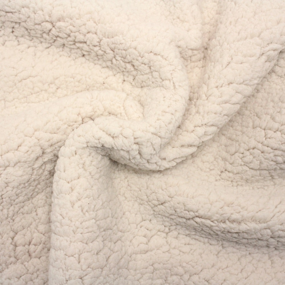 Sherpa Lambskin Supersoft Fleece Fabric in Cream