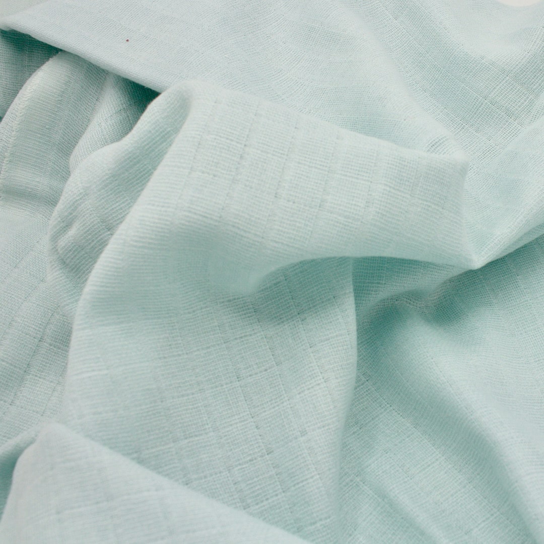 Unwashed Double Gauze Cotton Muslin Fabric in Pale Aqua