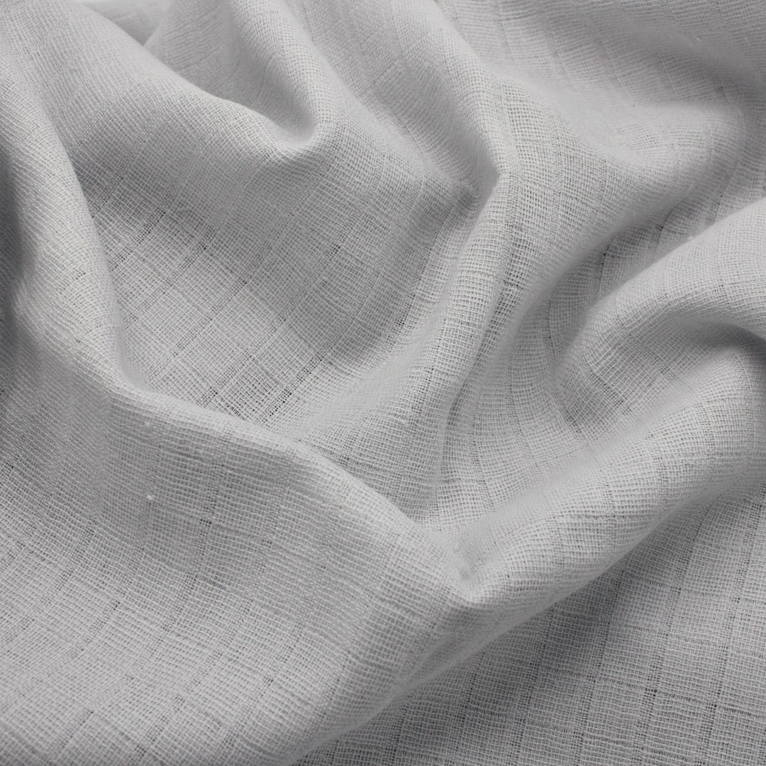 Unwashed Double Gauze Cotton Muslin Fabric in Palest Grey