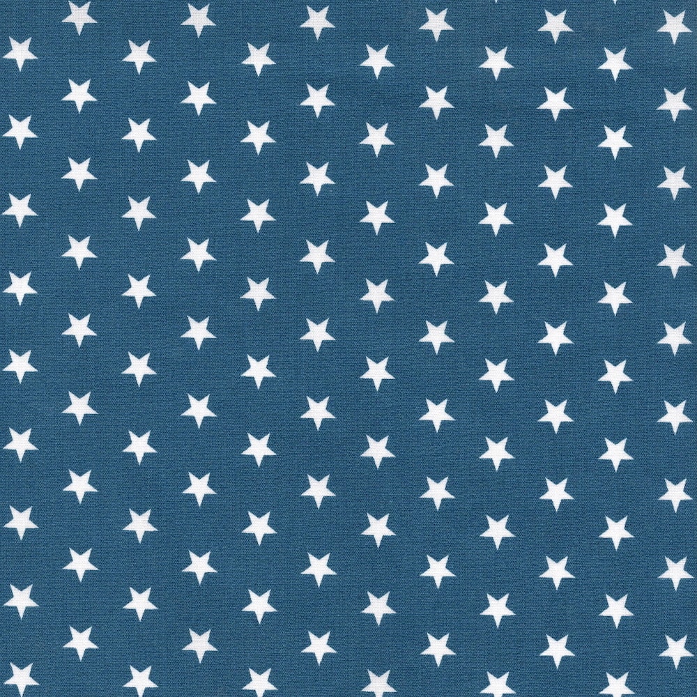 Cotton Classics Fabric in Denim in Stars in Small White Star on Denim