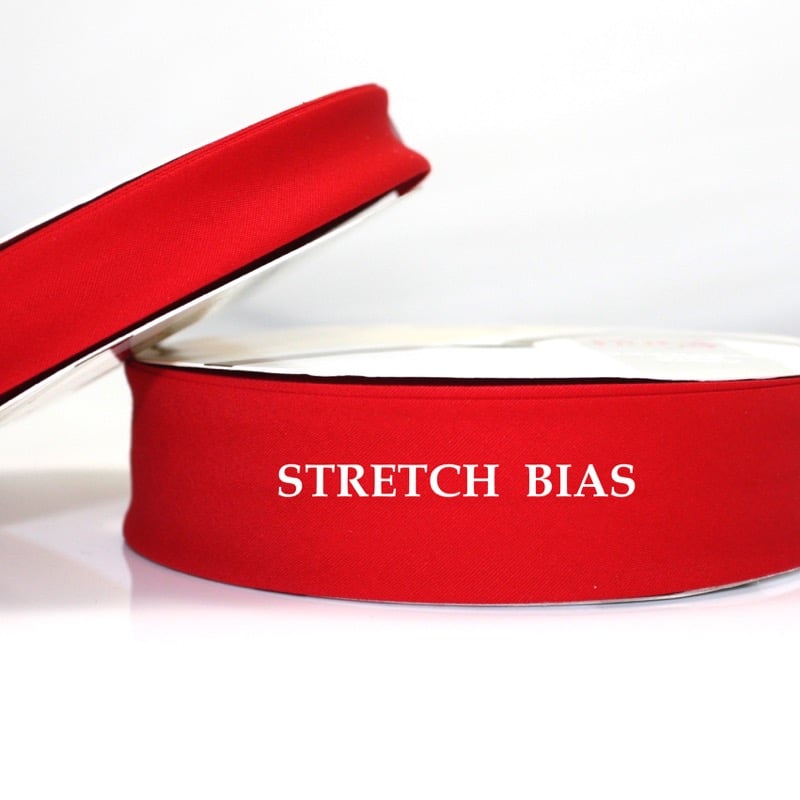 25m roll of Stretch Plain Bias Binding Tape with 30mm width in Red 46