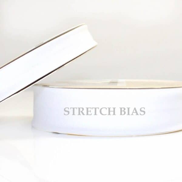 25m roll of Stretch Plain Bias Binding Tape with 30mm width in White 2