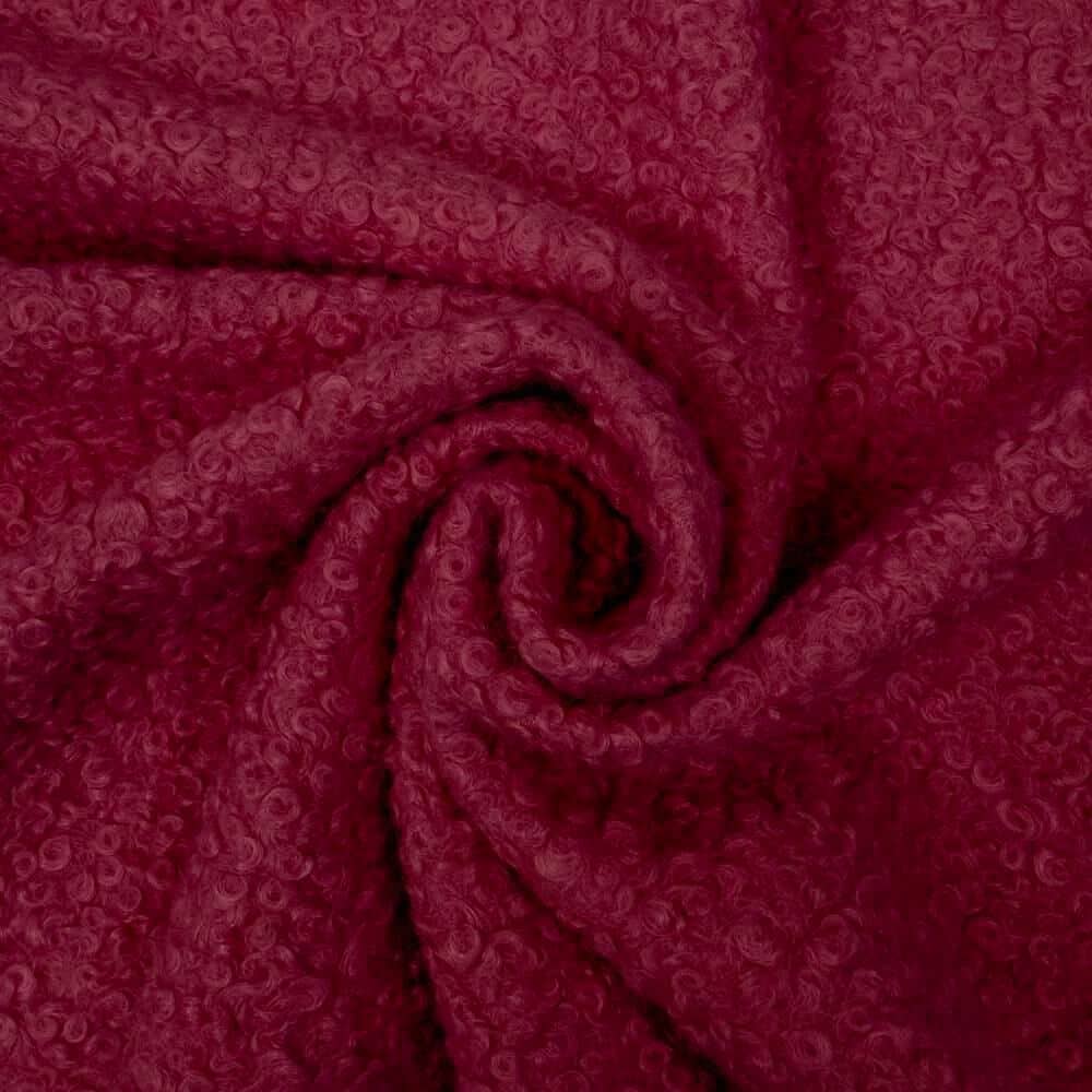 Superior Boucle Fabric with Felted Back in Deep Red