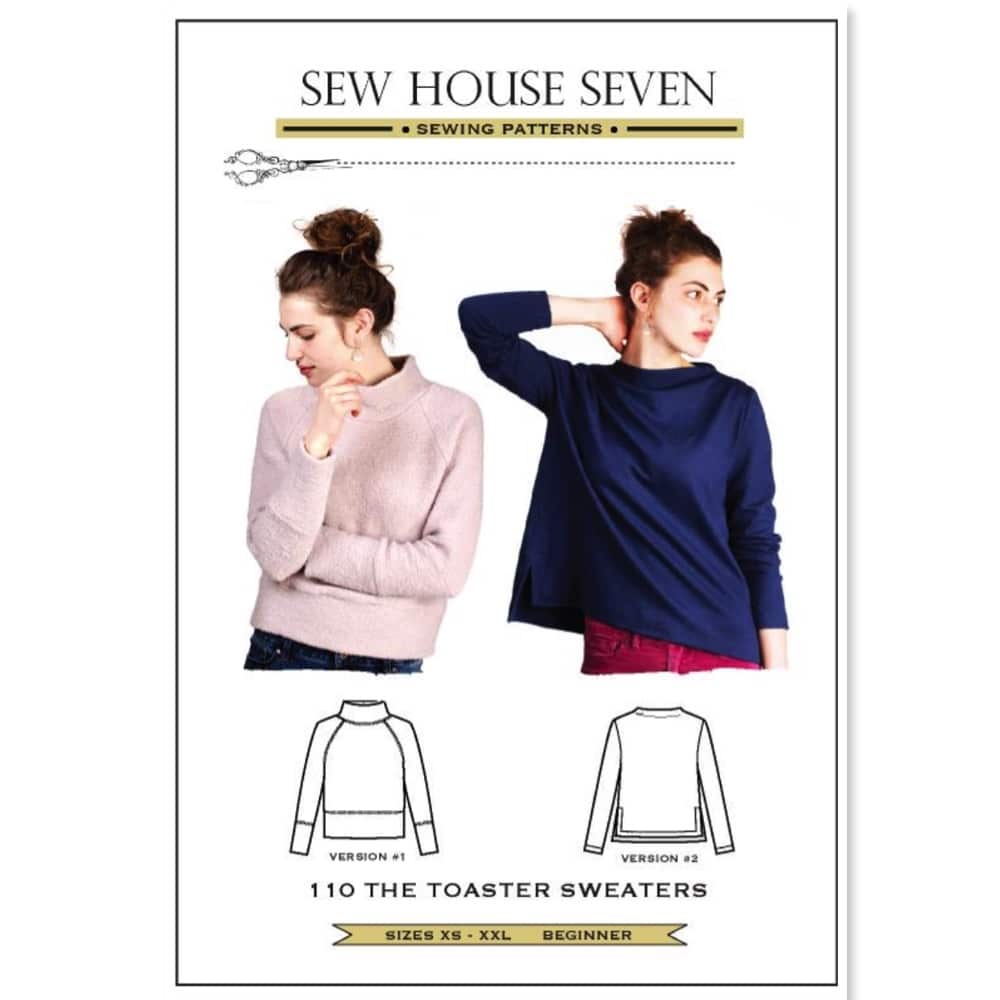 Model Wearing Sew House Seven Sewing Pattern for The Toaster Sweaters