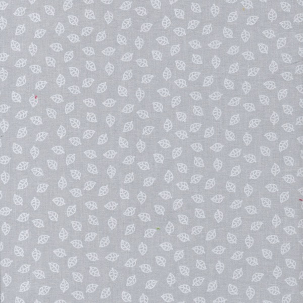 Paris Tone on Tone Cotton Fabric in Small Leaf Print in Grey