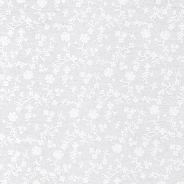 Paris Tone on Tone Cotton Fabric in Floral Trail in White