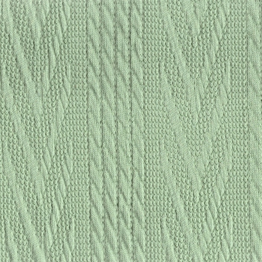 V Line Cable Jersey Dress Fabric in Mint 320