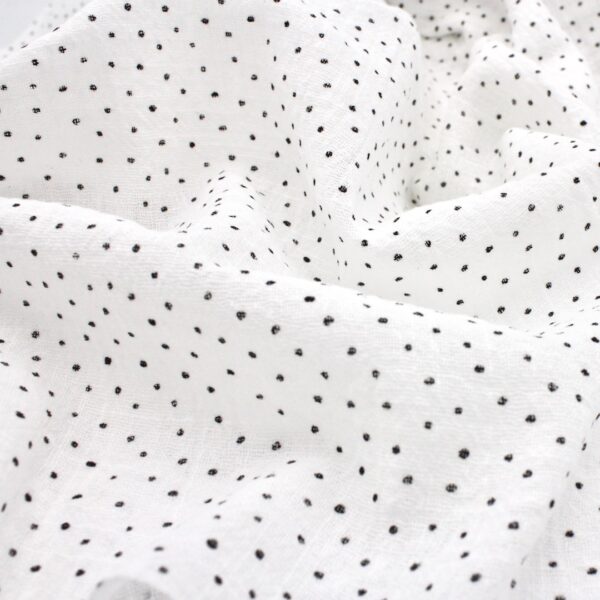 Irregular Weave Washed Cotton Slub Dotty Fabric in White