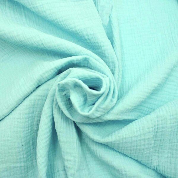Organic Double Gauze Cotton Fabric in Plain in Light Blue 06