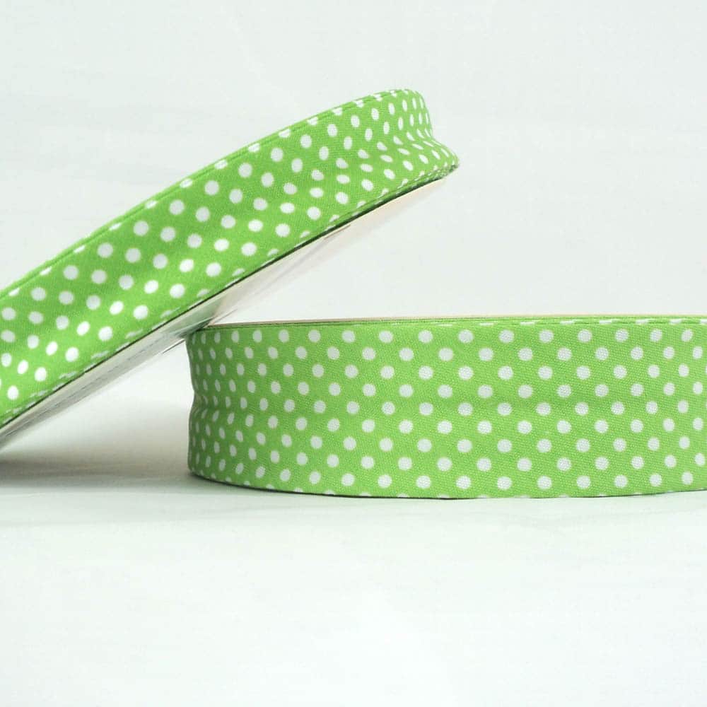 25m roll of Dot Bias Binding Tape with 18mm width in Lime 56