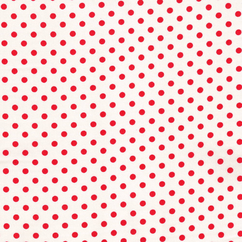 Cotton Poplin Fabric Dots in Mod Dot 4/5mm in Cream - Red