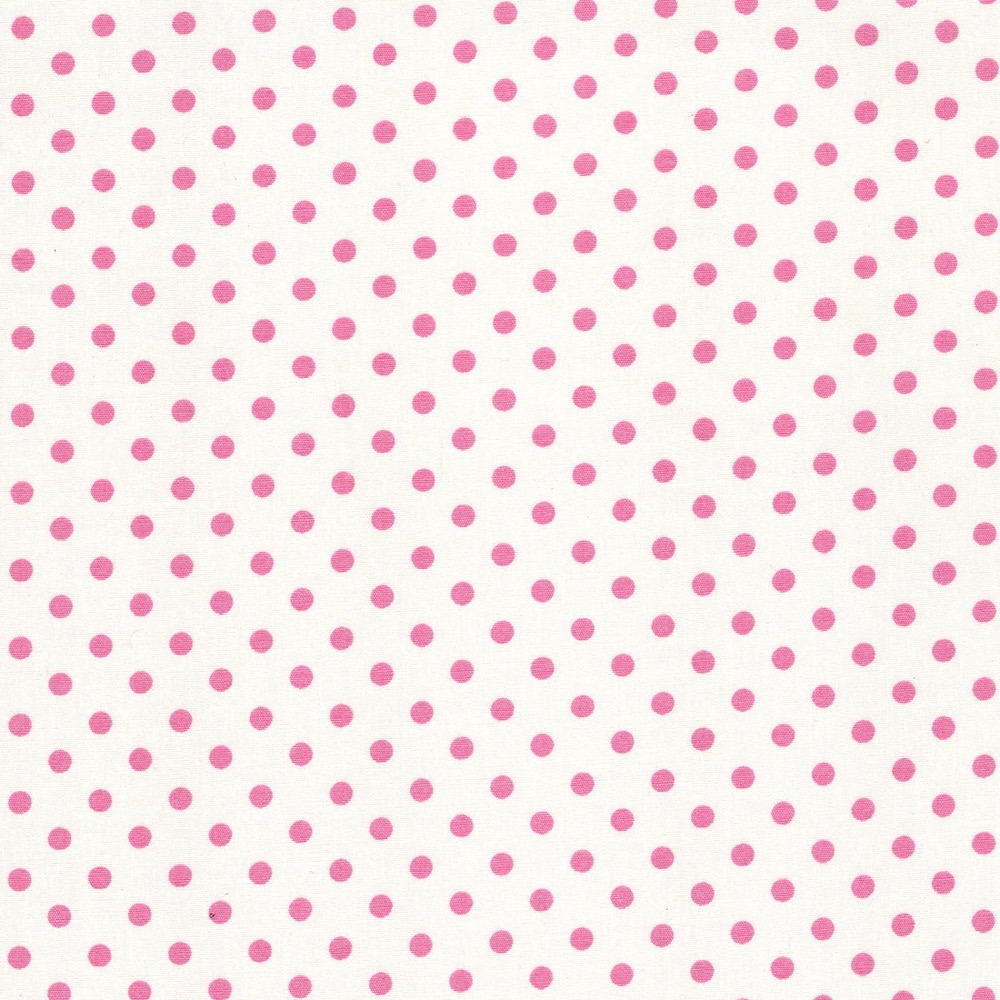Cotton Poplin Fabric Dots in Mod Dot 4/5mm in Ivory - Deep Rose Pink
