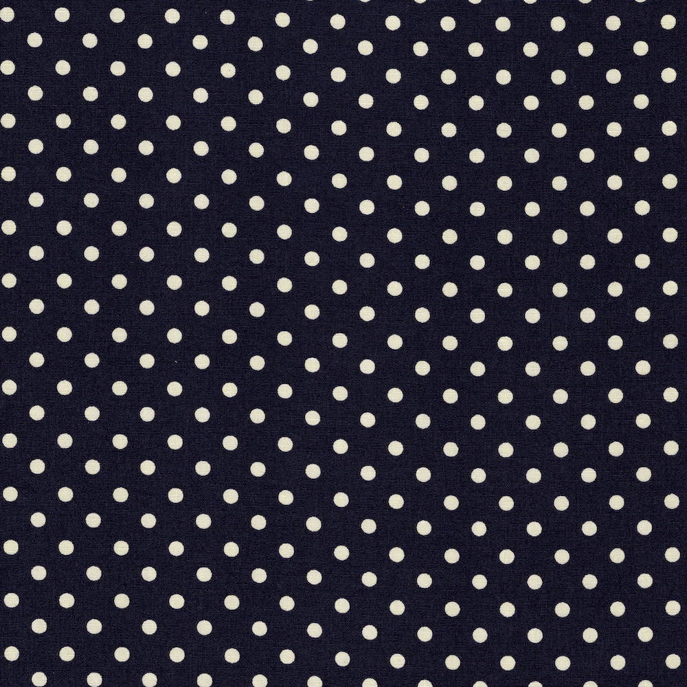 Cotton Poplin Fabric Dots in Mod Dot 4/5mm in Dark Navy - Cream