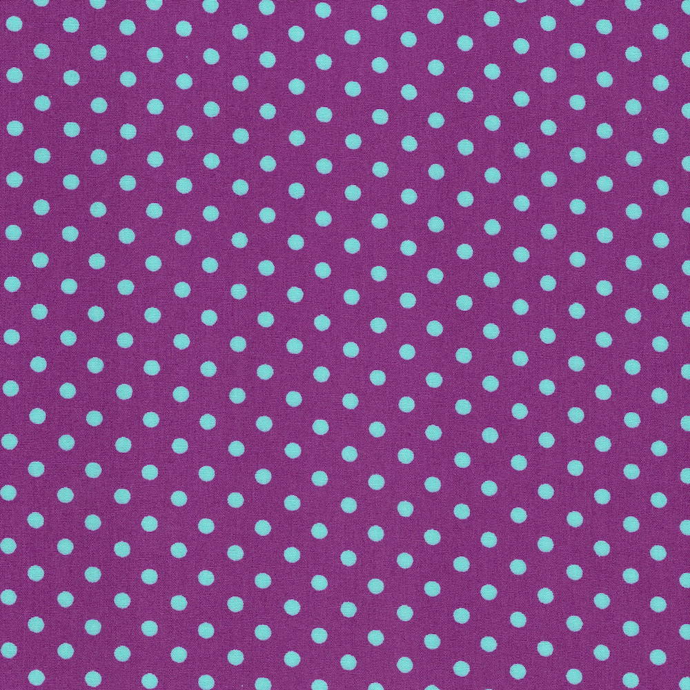 Cotton Poplin Fabric Dots in Mod Dot 4/5mm in Purple - Turquoise