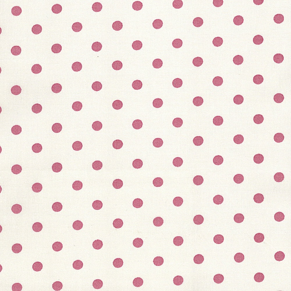 Cotton Poplin Fabric Dots in Polka Dot 6/7mm in Cream - Dusty Pink