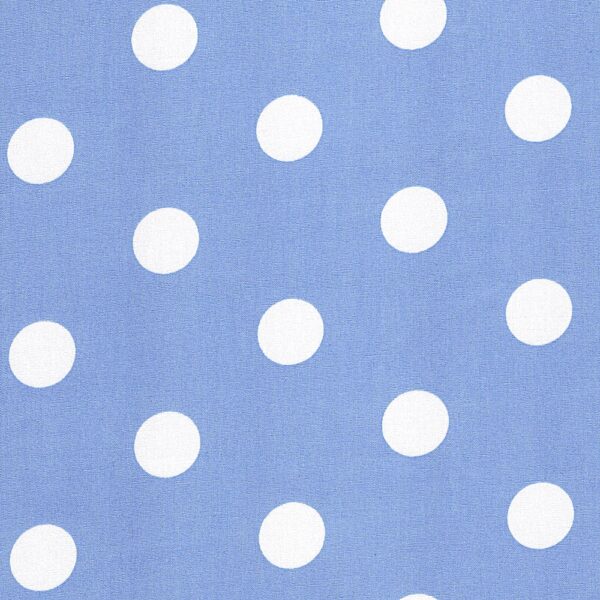 Cotton Poplin Fabric Dots in Penny Dot 20mm in Sky Blue - White