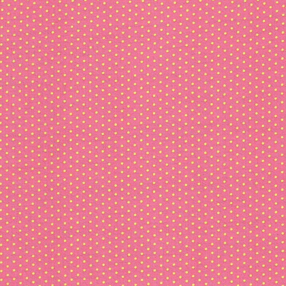 Cotton Poplin Fabric Dots in Baby 1/2mm Dot in Coral - Yellow