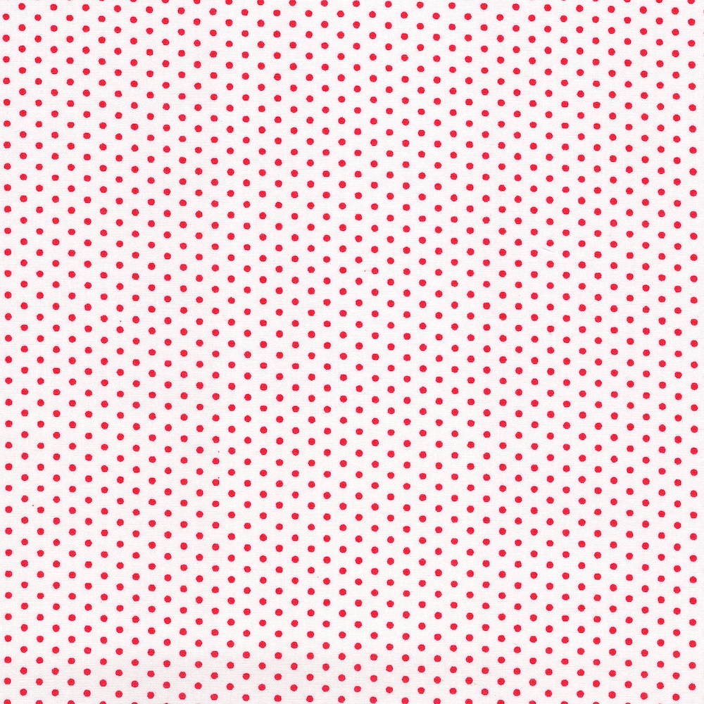 Cotton Poplin Fabric Dots in Baby 1/2mm Dot in Pale Cream - Red