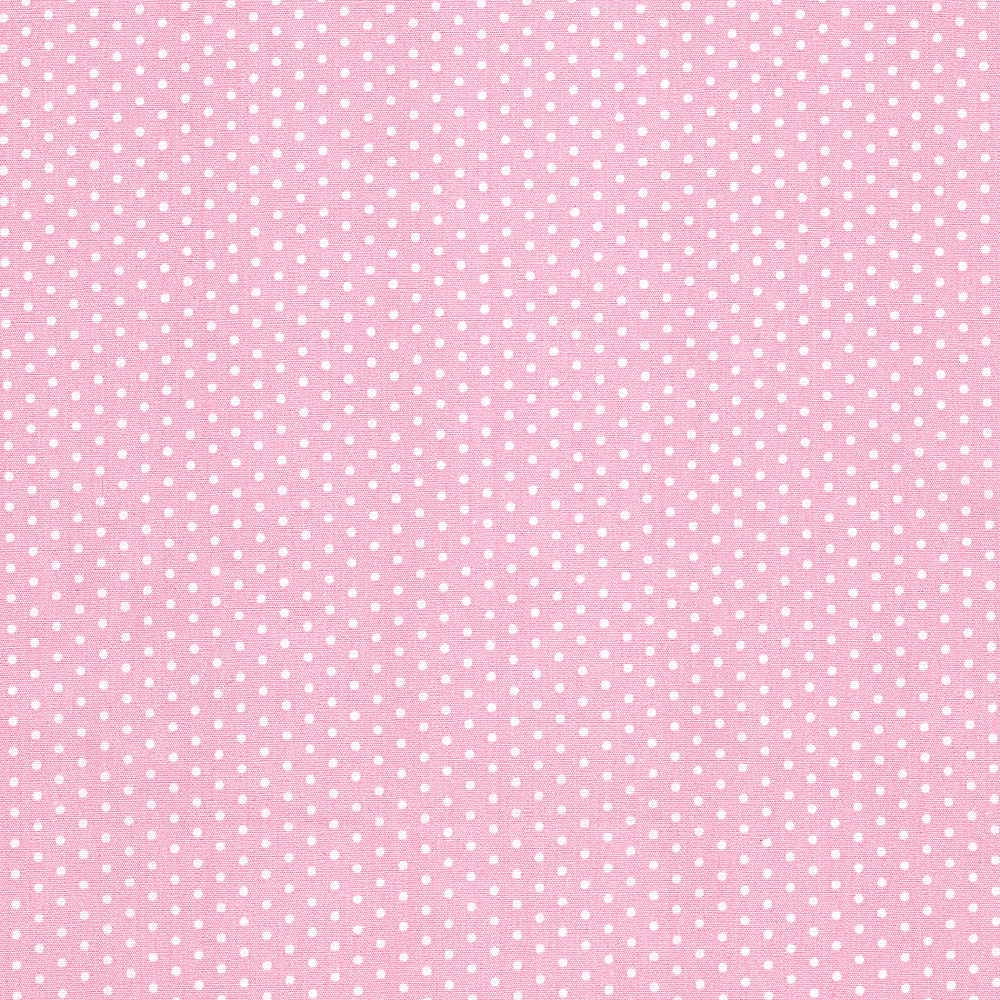 Cotton Poplin Fabric Dots in Baby 1/2mm Dot in Pale Pink - White