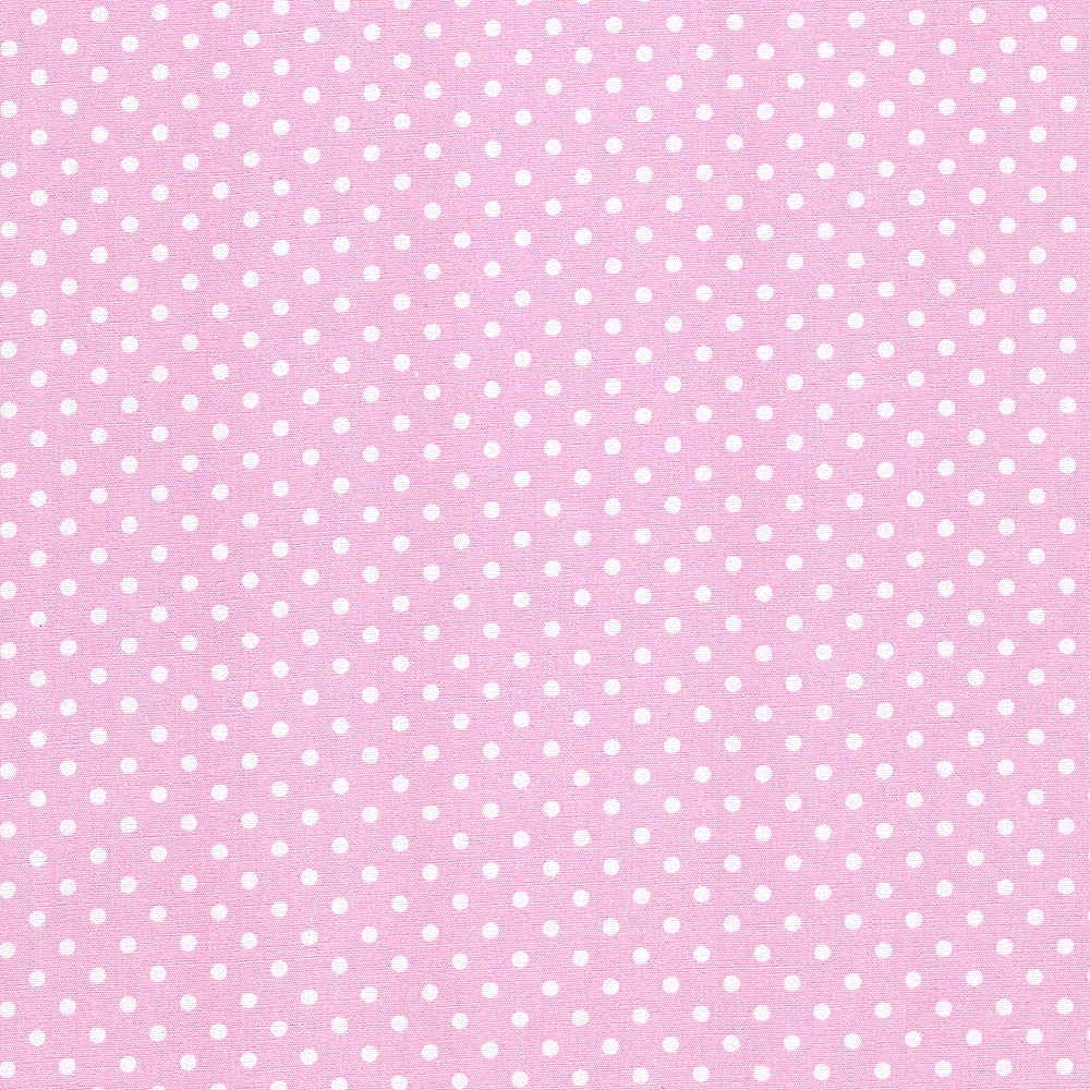 Cotton Poplin Fabric Dots in Tiny 3mm Dot in Baby Pink - White