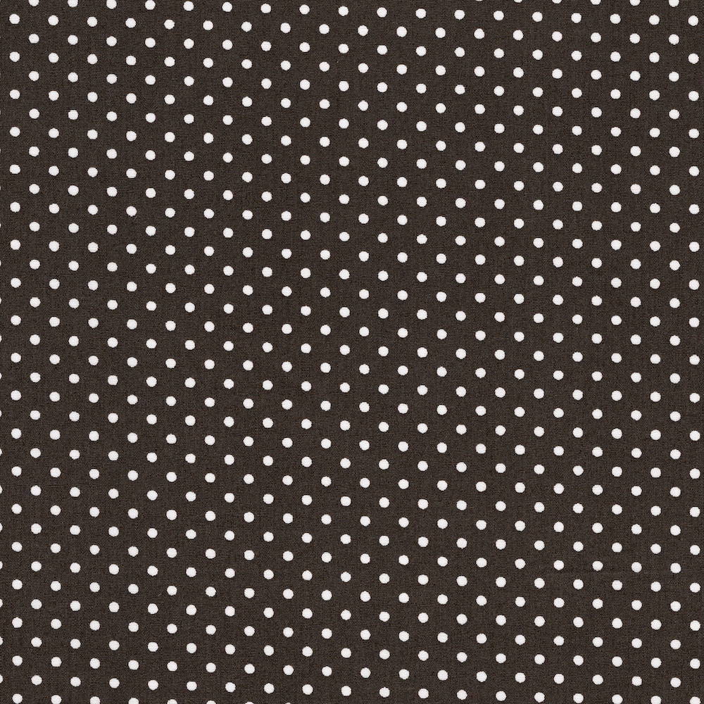 Cotton Poplin Fabric Dots in Tiny 3mm Dot in Brown - White