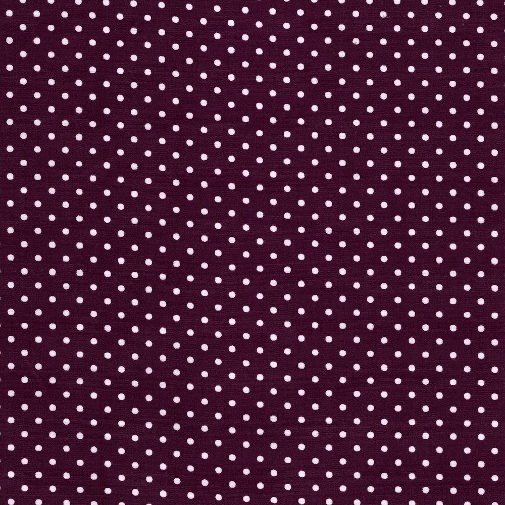 Cotton Poplin Fabric Dots in Tiny 3mm Dot in Purple - White