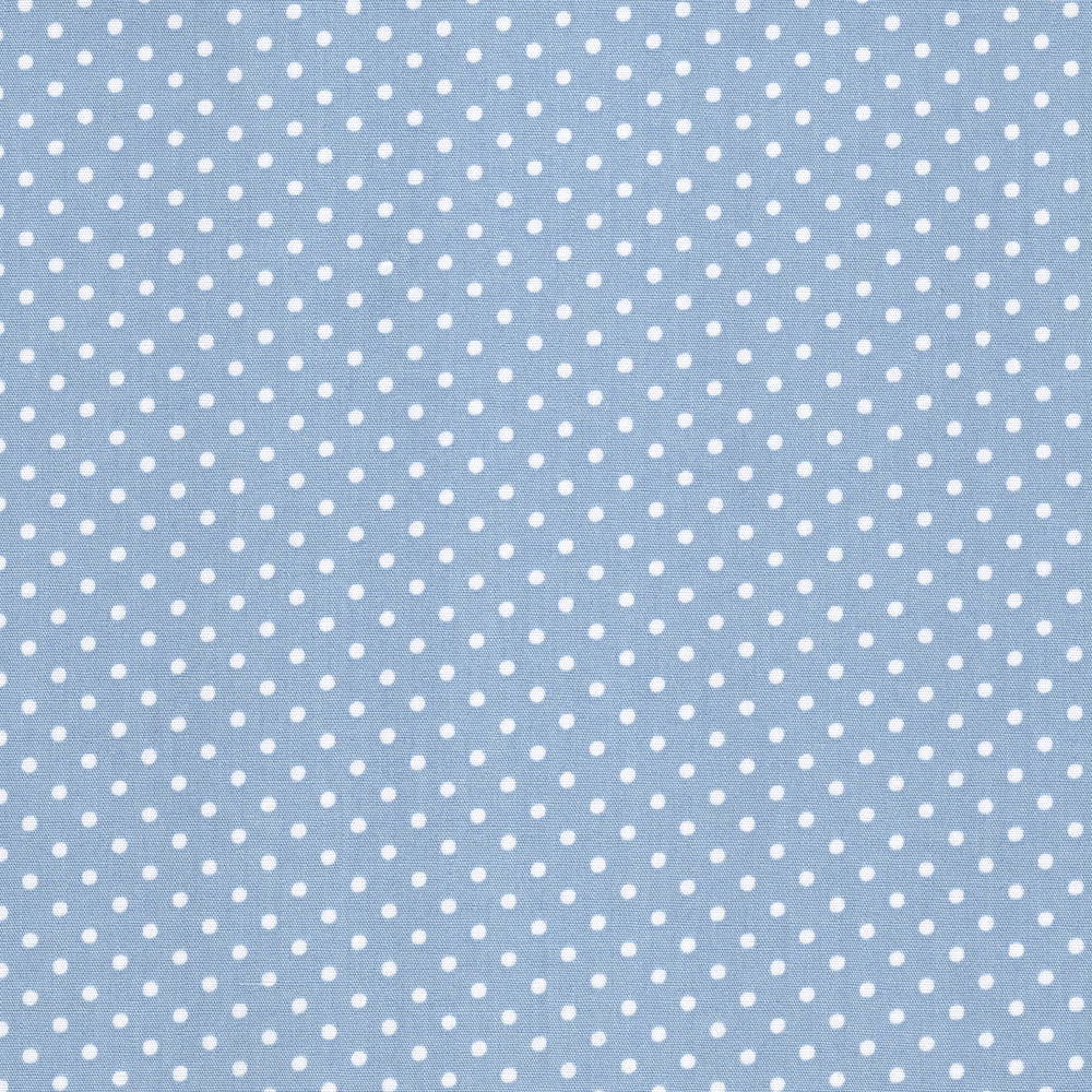 Cotton Poplin Fabric Dots in Tiny 3mm Dot in Light Blue - White